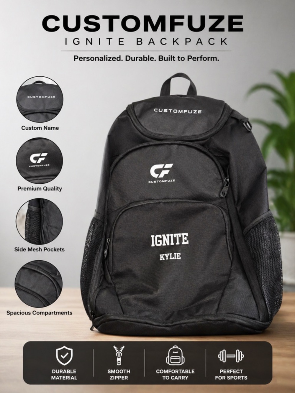 CUSTOMFUZE IGNITE Personalized Performance Backpack